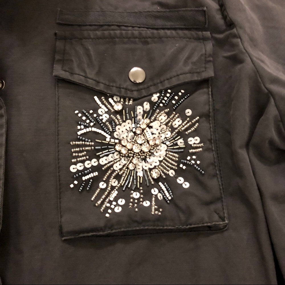 Gap Beaded Gray Utility Jacket Large - image 2